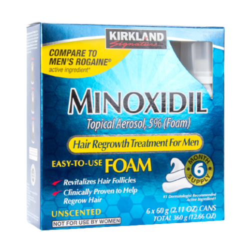 Kirkland Signature Easy-To-Use Foam Minoxidil 5% Extra Strength for Men Hair Regrowth Treatment 6 Month Supply